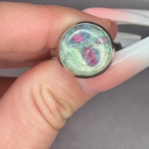 Ruby Fuchsite Genuine Gemstone Ring 925 Sterling Size 11 UV Ruby Luxury Jewelry - Picture 1 of 3
